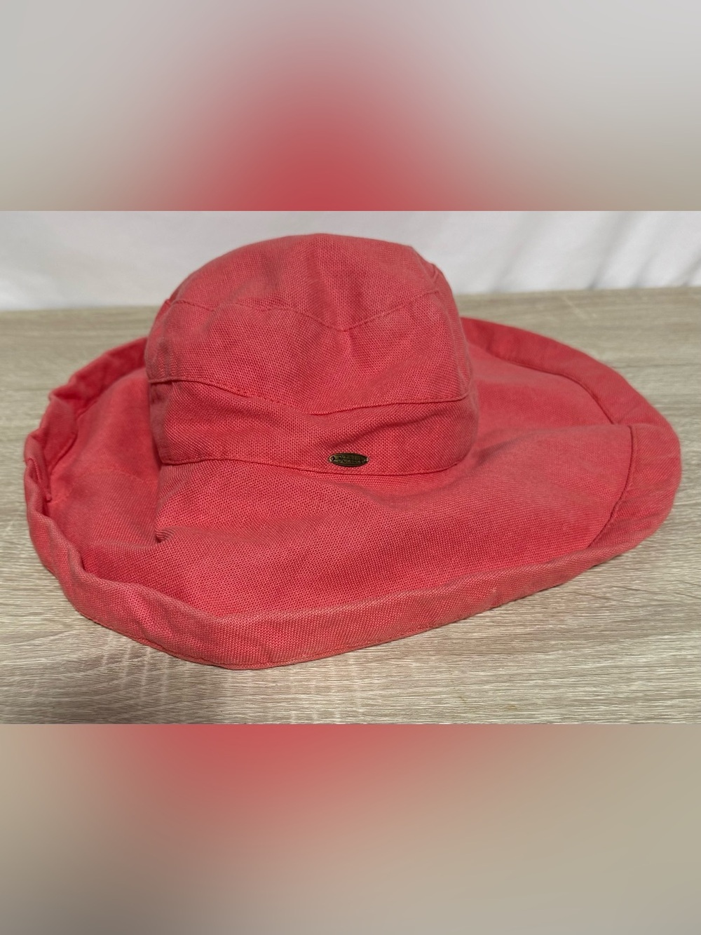 Scala Giana Cotton Upturn Sun Hat, Coral, UPF 50+